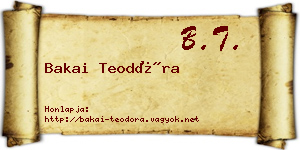 Bakai Teodóra névjegykártya